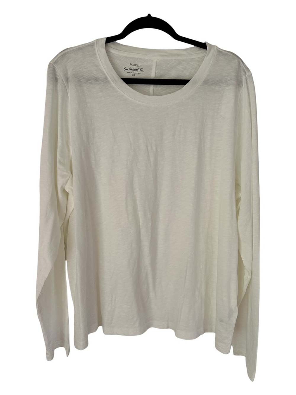 J. Crew Women's Long Sleeve Girlfriend Tee Oversized Crewneck in White